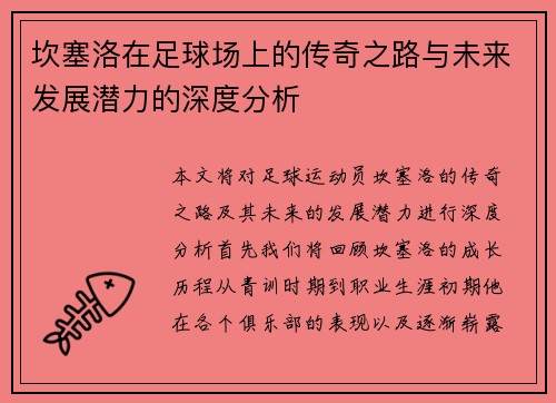 坎塞洛在足球场上的传奇之路与未来发展潜力的深度分析